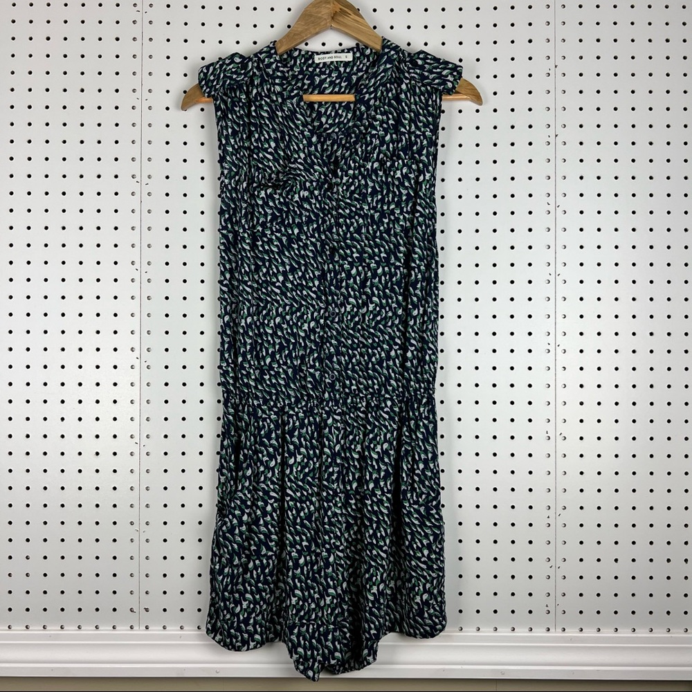 Body & Soul Women's Cap Sleeve Romper with Shorts Size Small Blue Green White